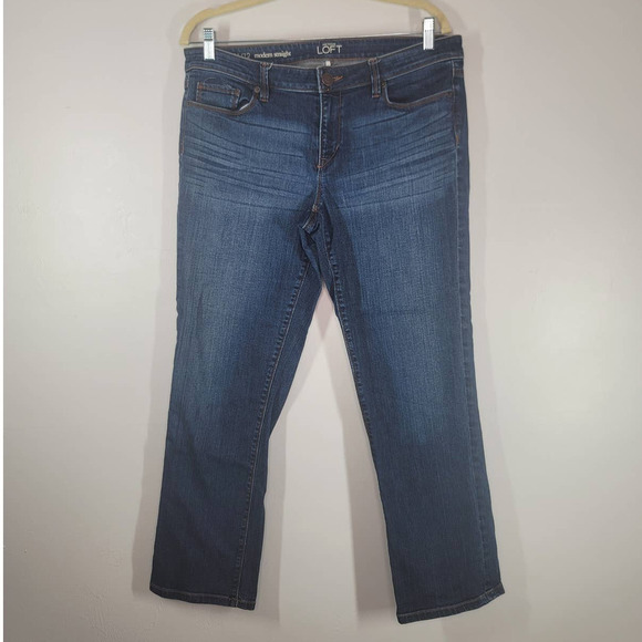 Ann Taylor Loft Jeans Size 31 Mid Rise Modern Straight Leg Stretch Denim Blue - Picture 1 of 5
